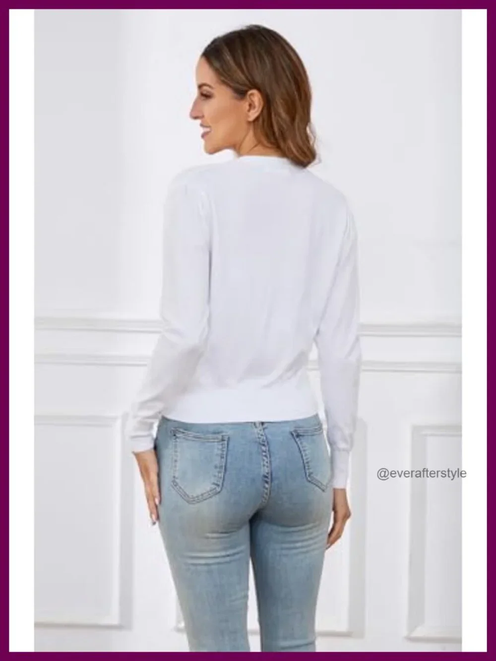 Women's Cropped V-Neck Button Down Long Sleeve Lightweight Cardigan